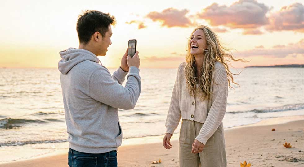 Guy filming a girl on the phone